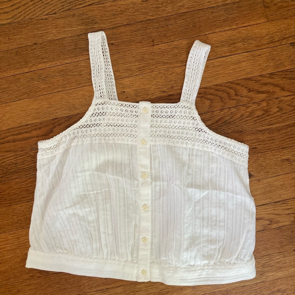 White Smocked Sleeveless  Top